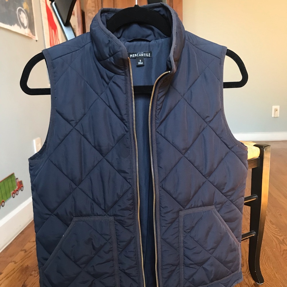 J Crew Mercantile Navy Blue Quilted Vest